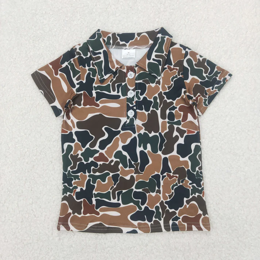 RTS NO MOQ Summer Sibling Baby Boys Short Sleeves Camouflage Polo Shirt Button Rompers