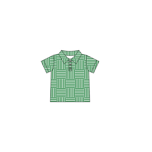 4.9 BT1216 Baby Boys Button Green Plaid Polo Shirts Top Pre order