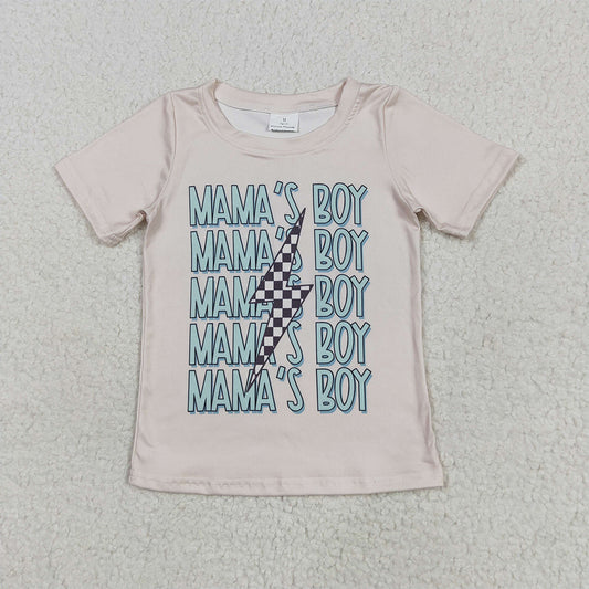 6.3 RTS NO MOQ Summer Baby Boys Shirt BT1229 Short Sleeves MAMA'S BOY Lightning Tee Shirts Tops