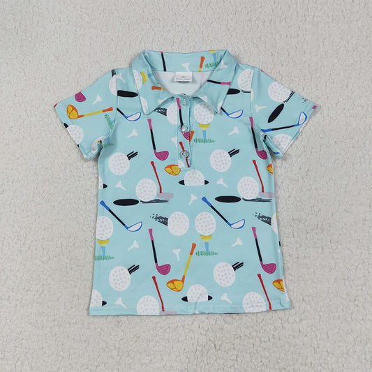 6.9 RTS NO MOQ Summer Baby Boys Shirt BT1234 Blue Short Sleeves Golf Button Polo Shirts Tops