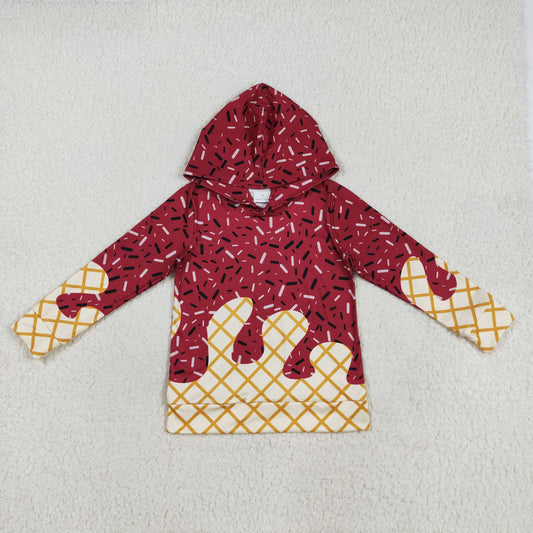 7.23 RTS NO MOQ Baby Boys Long Sleeve BT1273 Dark Red Long Sleeves Team Hoodies Tops