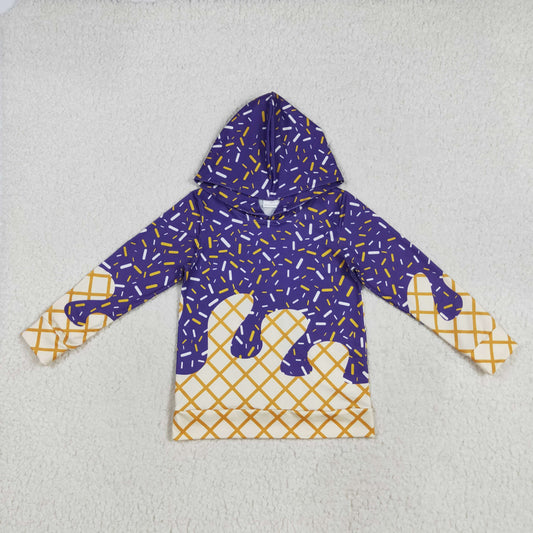 7.29 RTS NO MOQ Baby Boys Long Sleeve BT1276 Purple Sprinkles Drips Team Hoodies Tops
