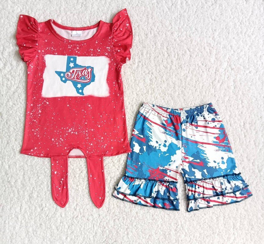 C0-1 4th of July Texas Summer Shorts Sets