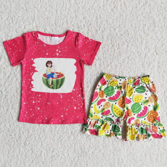 C0-2  Watermelon Girls Ruffle Short Outfit