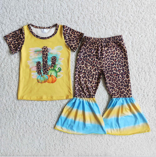 C1-10 Leopard Girls Summer Children Clothing Kid Summer Boutique Outfits