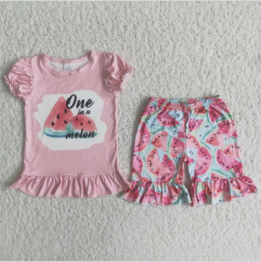 C1-23 Watermelon Kid Shorts Summer Boutique Children Clothing Outfit