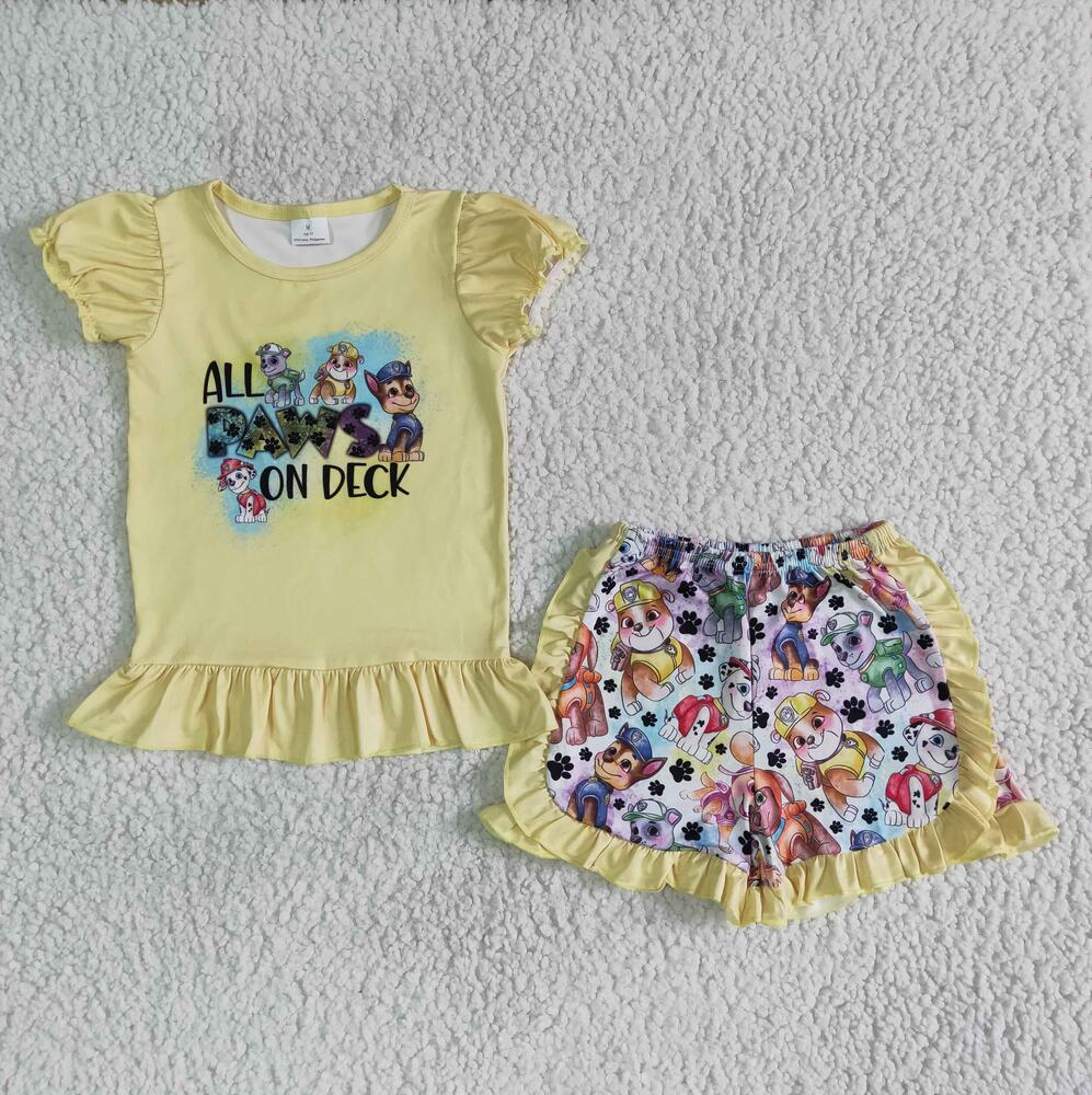 C1-28 Yellow Kid Shorts Summer Boutique Children Clothing Outfit