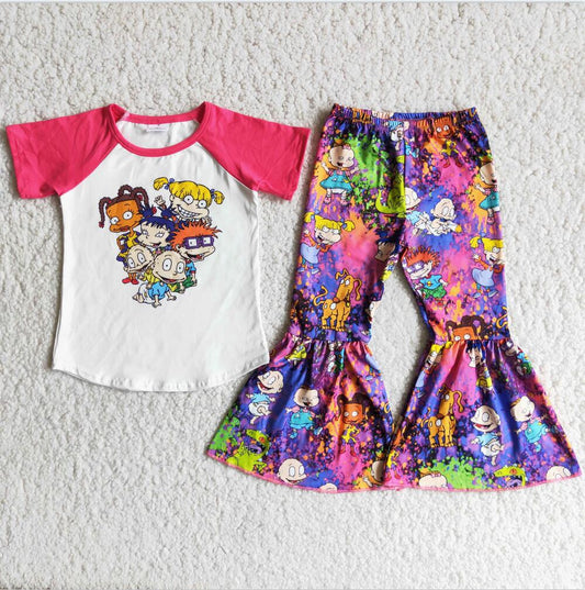 C1-4 Cartoon Girls Summer Children Clothing Kid Summer Boutique Outfits