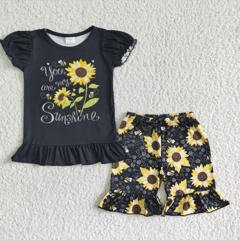 C10-4 Sunflower Girl Ruffle Summer Boutique Outfits