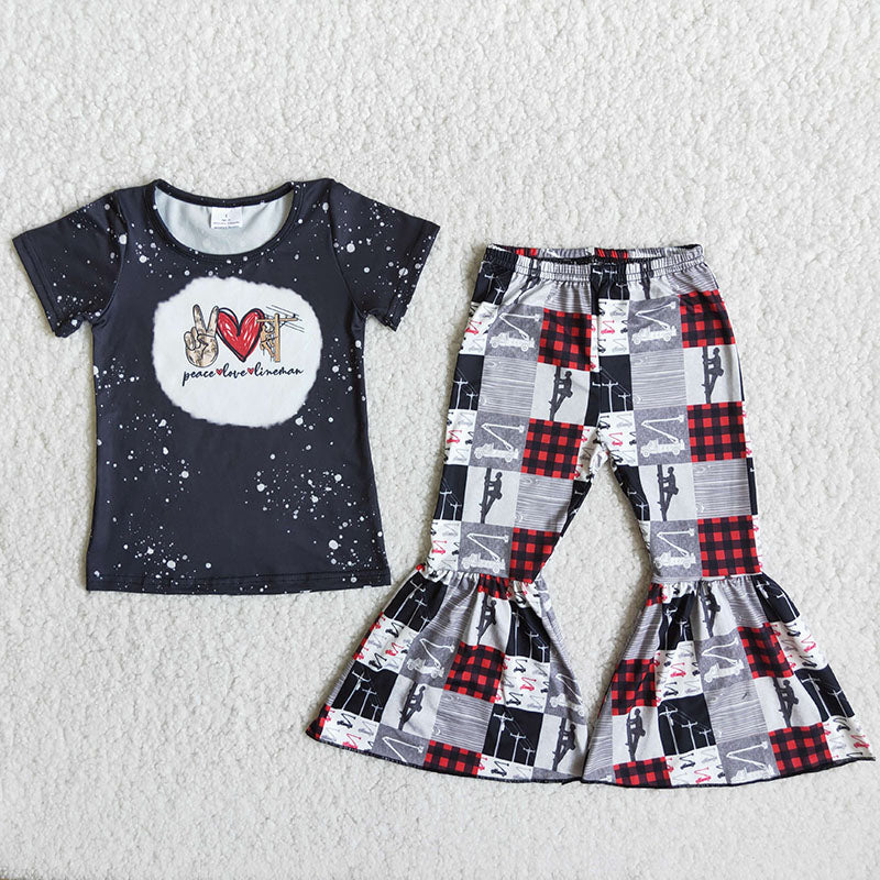 C12-1 Black Summer Children Clothing Kid Summer Boutique Outfits