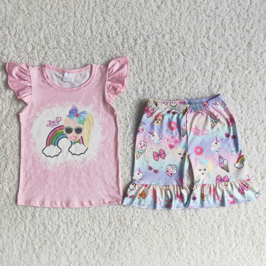 C14-18 Rainbow Girl Summer Shorts Sets