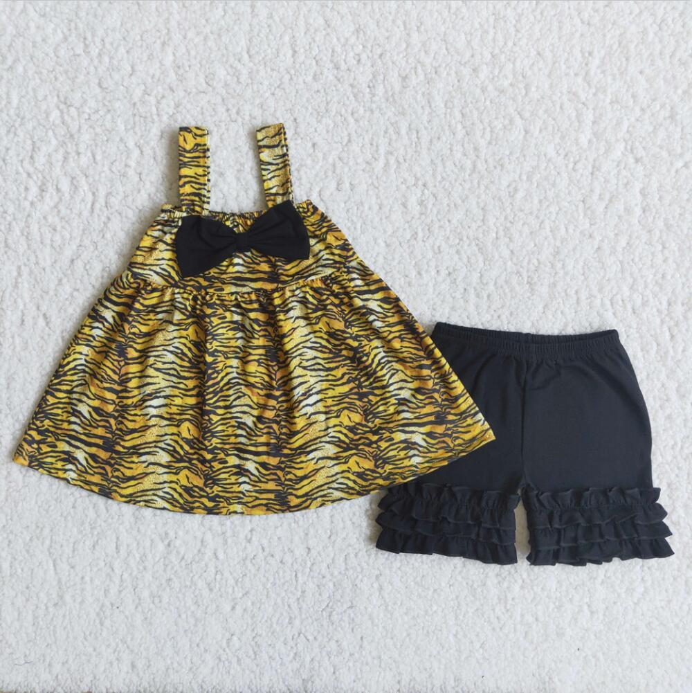 BT0009 Leopard Girl Ruffle Summer Boutique Outfits