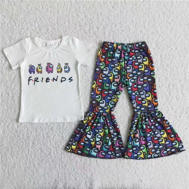 C15-20 Cartoon Girl Summer Clothing Boutique Outfit