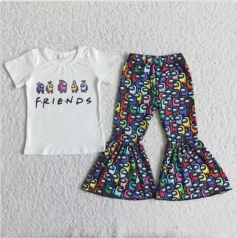 C15-20 Cartoon Summer Children Clothing Kid Summer Boutique Outfits