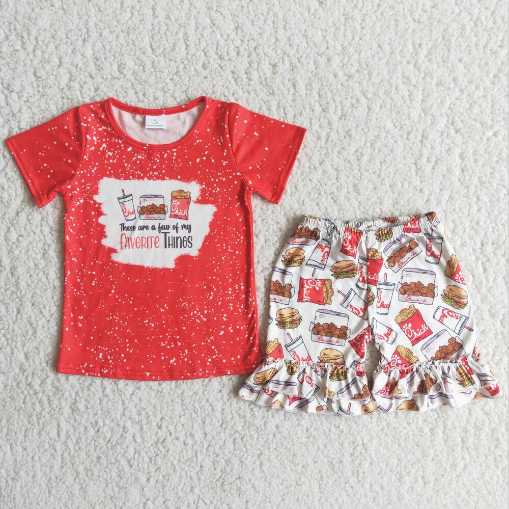 C15-23 Hot Sale Girl Kid Shorts Summer Boutique Children Clothing Set