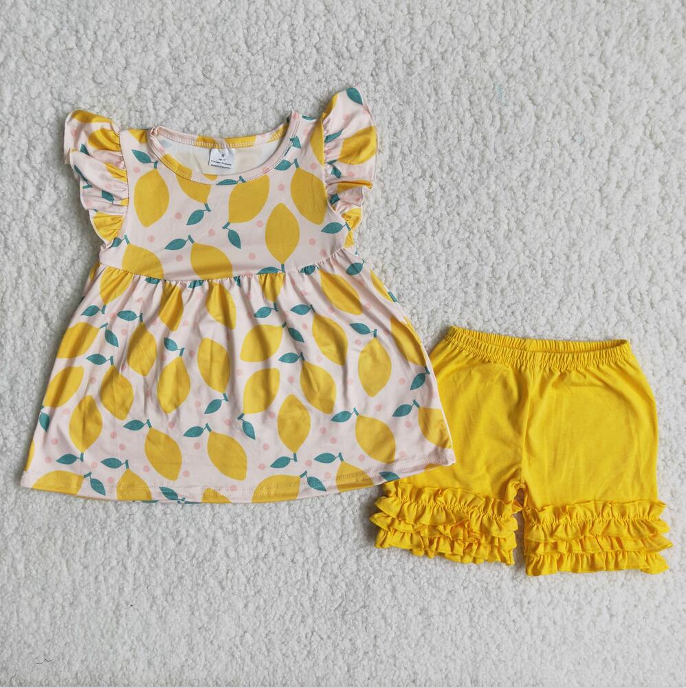 C15-37 Lemon Girl Ruffle Summer Boutique Outfits