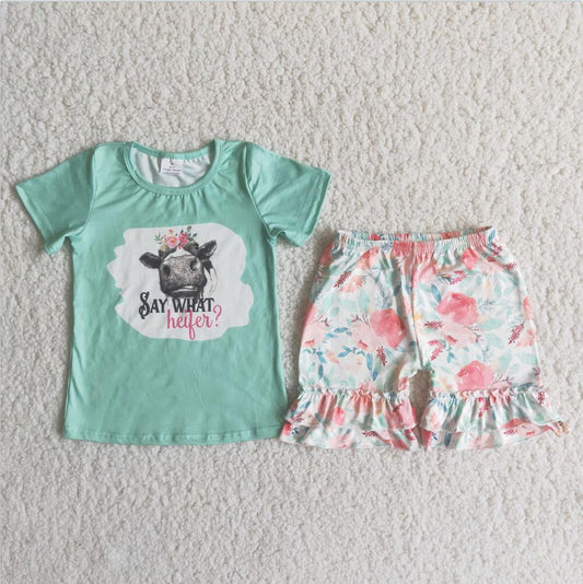 C4-16 Cow Kid Shorts Summer Boutique Children Clothing Outfits