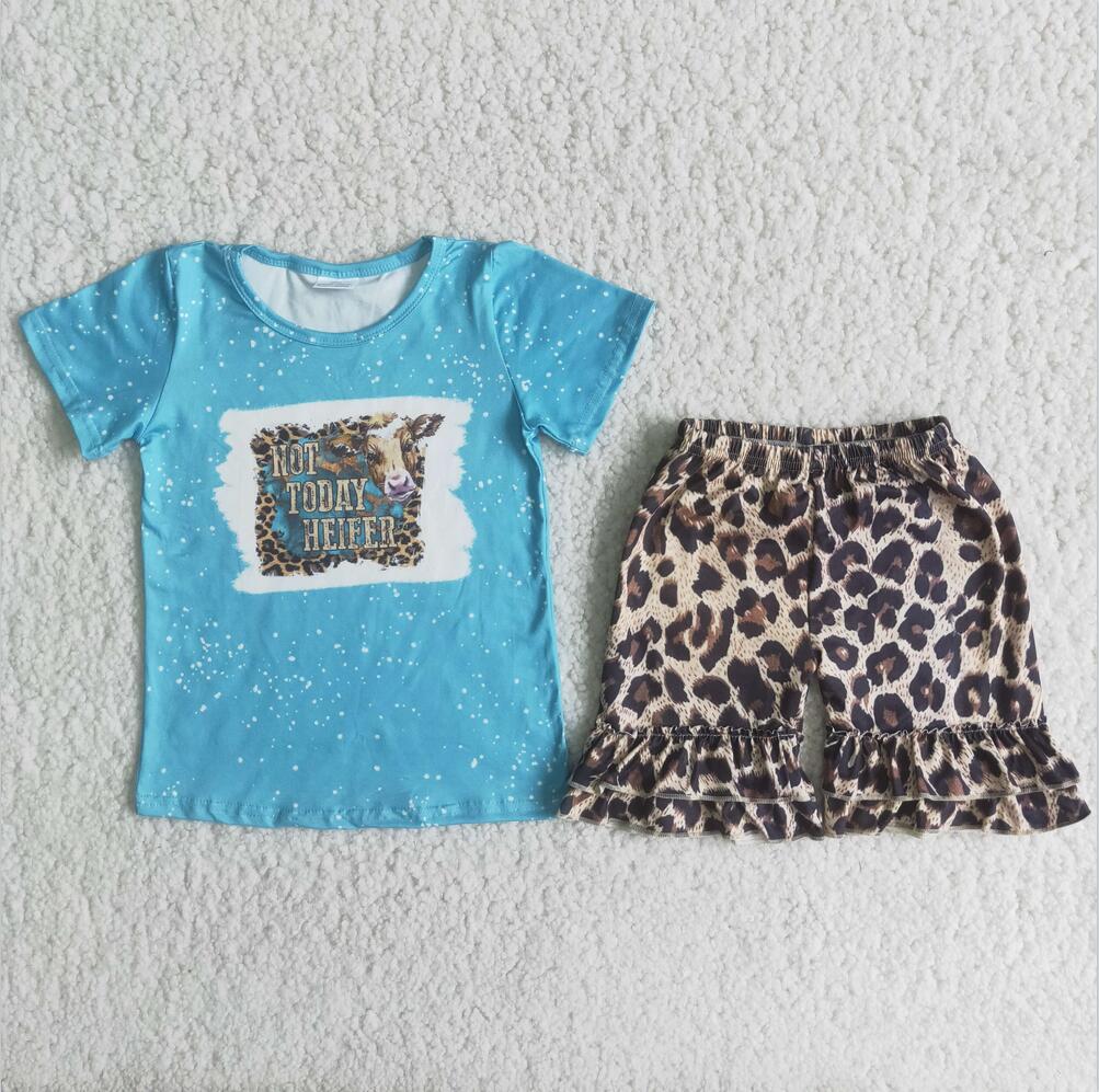 C5-16 Cow Leopard Summer Children Clothing Kid Summer Boutique Outfits