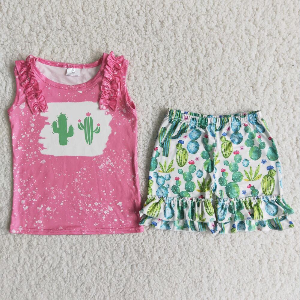 C5-4 pink Summer Children Clothing Kid Summer Boutique Outfits