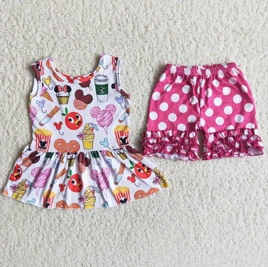 C7-11 Pink Cartoon Kid Shorts Summer Boutique Children Clothing