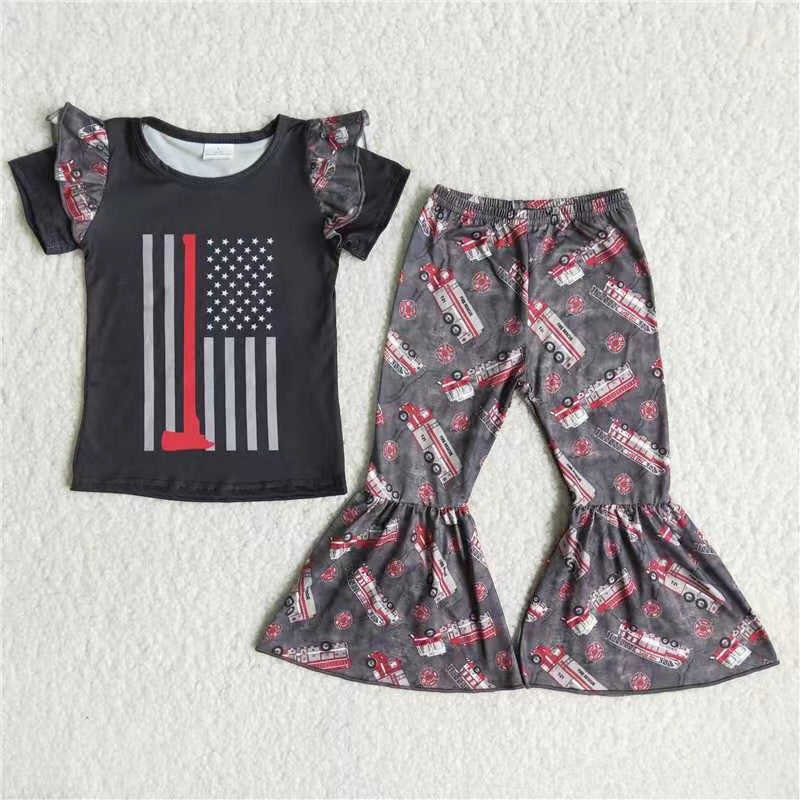 C7-24 Firemen Bell Bottom Boutique Outfit For Girls