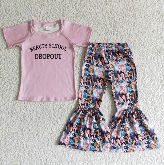 C7-6 Pink Girls Summer Children Clothing Set Kid Summer Boutique Outfits