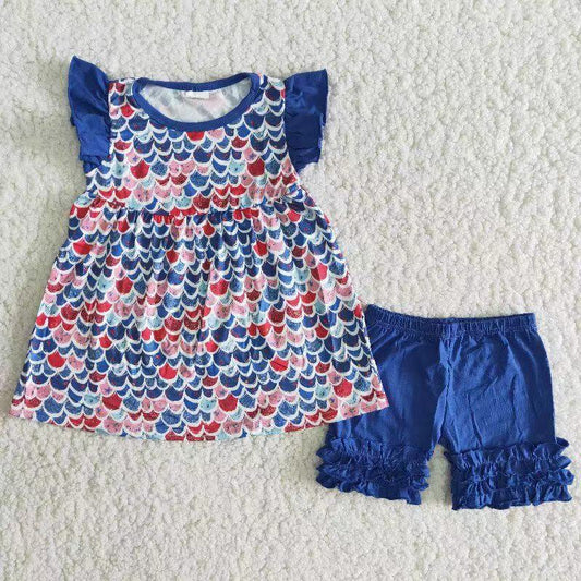 C9-1 Blue Kid Shorts Summer Boutique Children Clothing Outfits