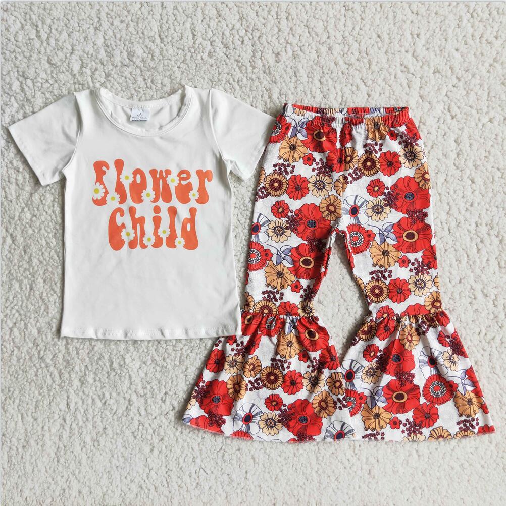 C9-14 Floral Summer Children Clothing Kid Summer Boutique Outfits