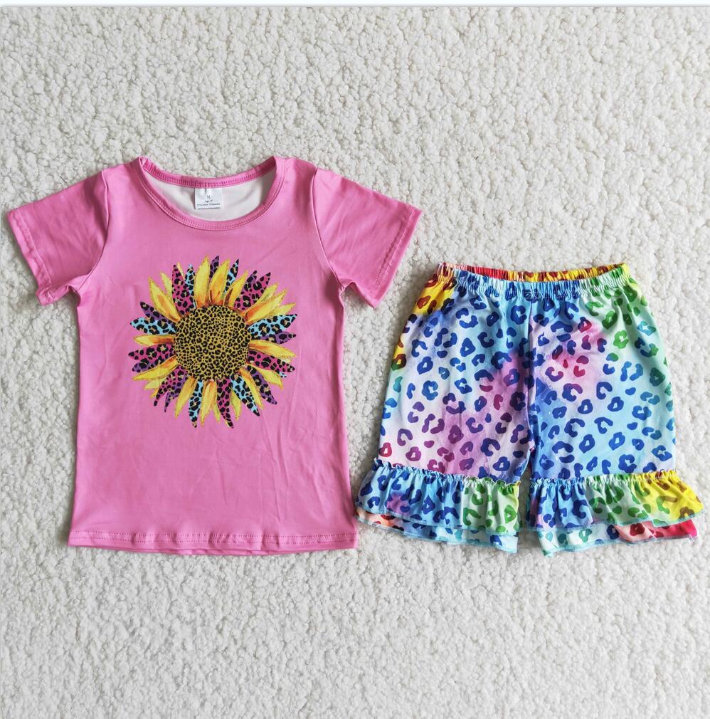 D11-11 Sunflower Girl Ruffle Summer Boutique Clothing Kid Clothes