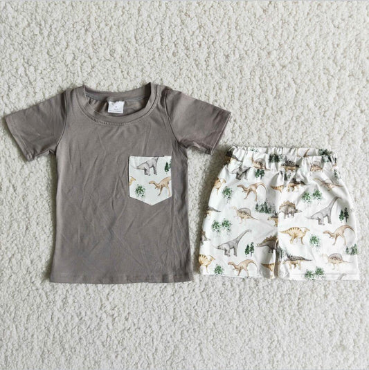 D11-12 Gray Boy Summer Children Clothing Kid Summer Boutique Outfits