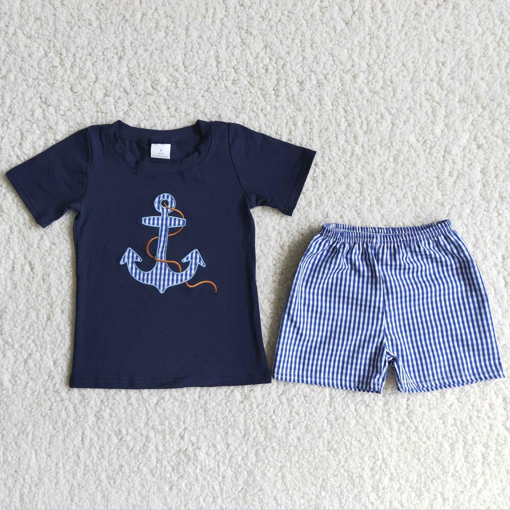 D12-17 Navy Blue Wholesale In Stock Clothing Kid Summer Boutique Outfits