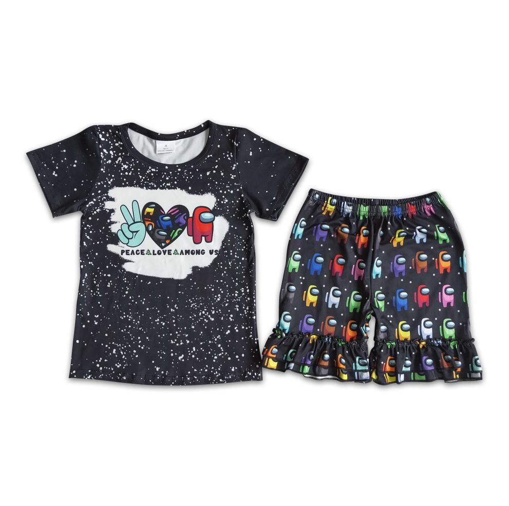 D12-2 Game Girls Ruffle Shorts Sets