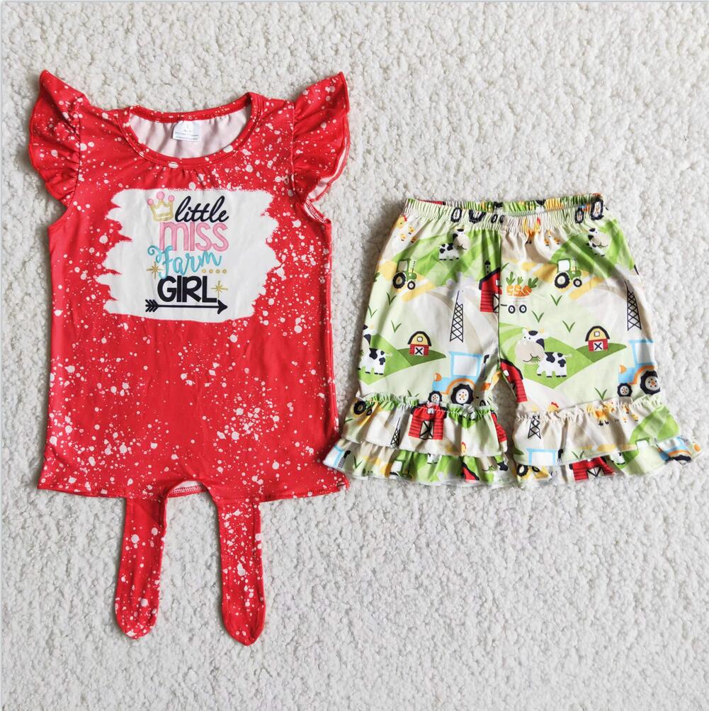 D12-29 Farm Girls Ruffle Shorts Sets