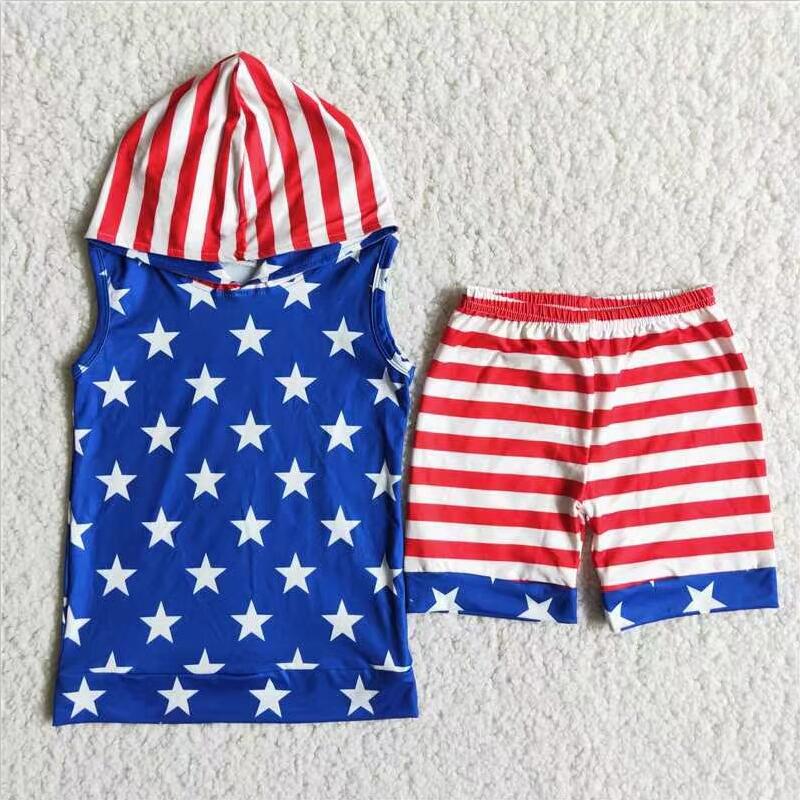 D13-30 blue stars 4th of July girl Wholesale In Stock Clothing Kid Summer Boutique Outfits