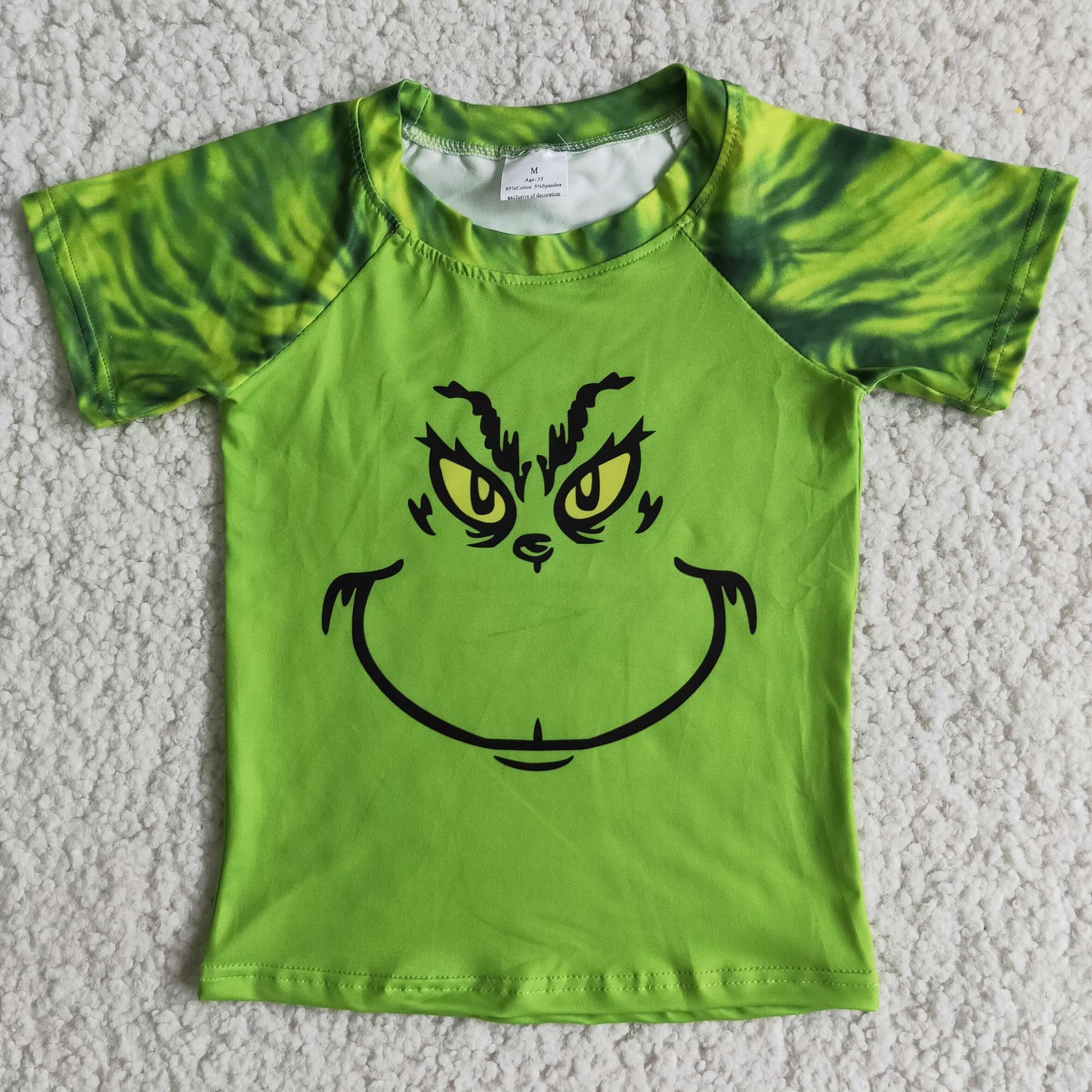 D3-5  Baby Girls Green Christmas Short Sleeve Tee Shirt Tops