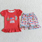 D8-13 4th of July Girl Summer Shorts Sets Kid Clothing