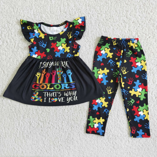 D8-20 Cute Children Long Sleeve Clothing Kid Summer Boutique Outfits