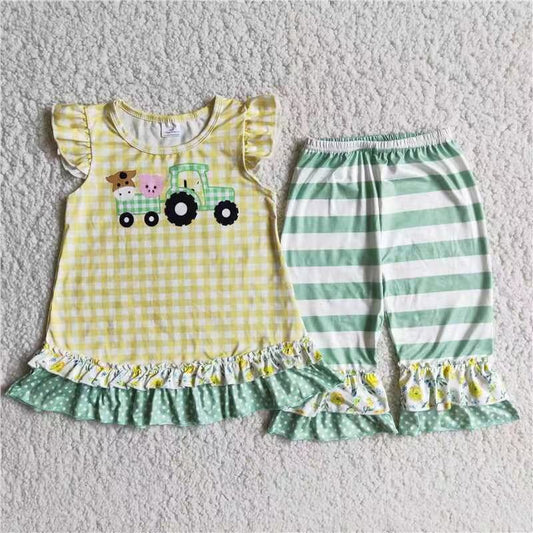 D9-12 Farm Pattern Cute Girl Summer Clothing Boutique Outfit