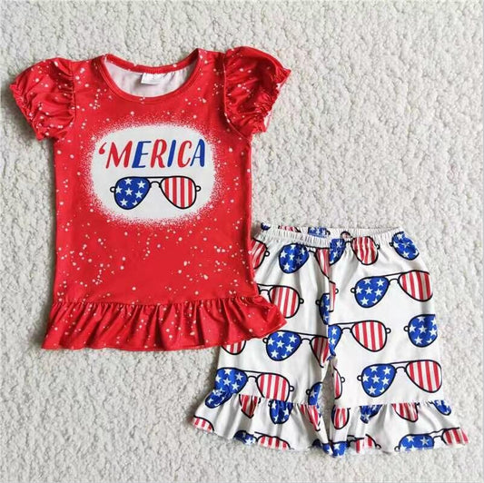 D9-17 4th of July girl Wholesale In Stock Clothing Kid Summer Boutique Outfits