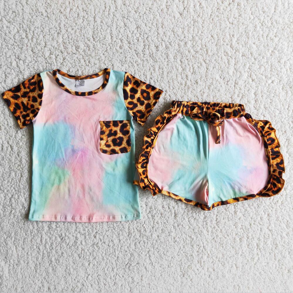 D9-27 Colorful Girl Ruffle Summer Boutique Clothing Kid Clothes