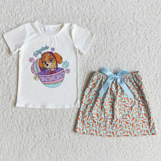 E10-1 Egg Dog 2pcs Short sleeve Sets Boutique Kid Clothes