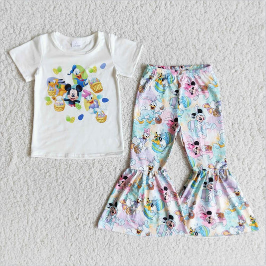 E10-18 Cartoon Egg Design 2pcs Short sleeve Sets Boutique Kid Clothes