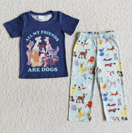 E11-12 Blue Dog Summer Children Clothing Kid Summer Boutique Outfits