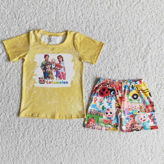 E13-3 Cartoon Shorts Sets Summer Boutique Children Clothing