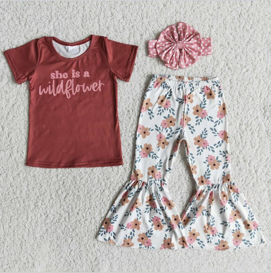 E13-30  Floral Summer Children Clothing Kid Summer Boutique Outfits