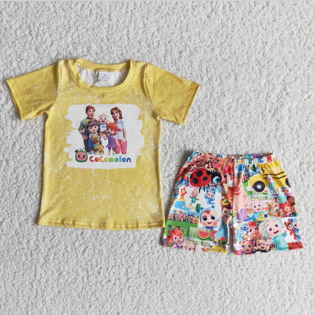 E13-3 Cartoon Summer Children Clothing Kid Summer Boutique Outfits