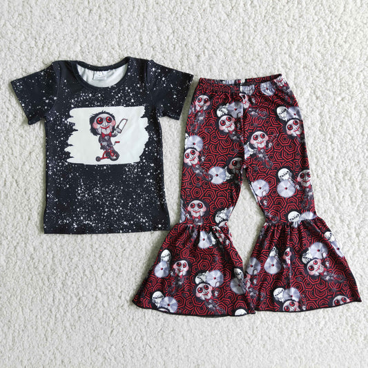 E2-17 Halloween Cute Children Short Sleeve Clothing Kid Summer Boutique Outfits