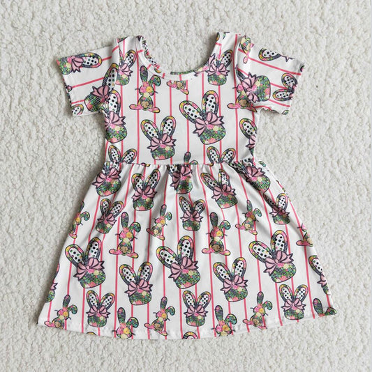 E5-18 Rabbit Cute Girl Summer Twirl Dress