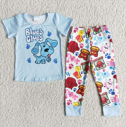 E6-14 Blue Dog Summer Children Clothing Kid Summer Boutique Kid Clothes