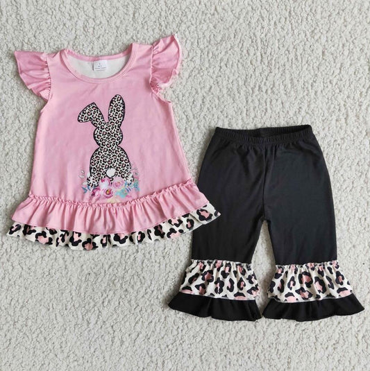 E6-1 Easter Leopard Rabbit Cute Girl Summer Clothing